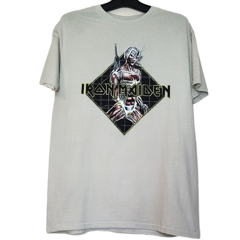 *NEW* IRON MAIDEN Terminate Cyborg Vintage Style Off White T-Shirt Size Small